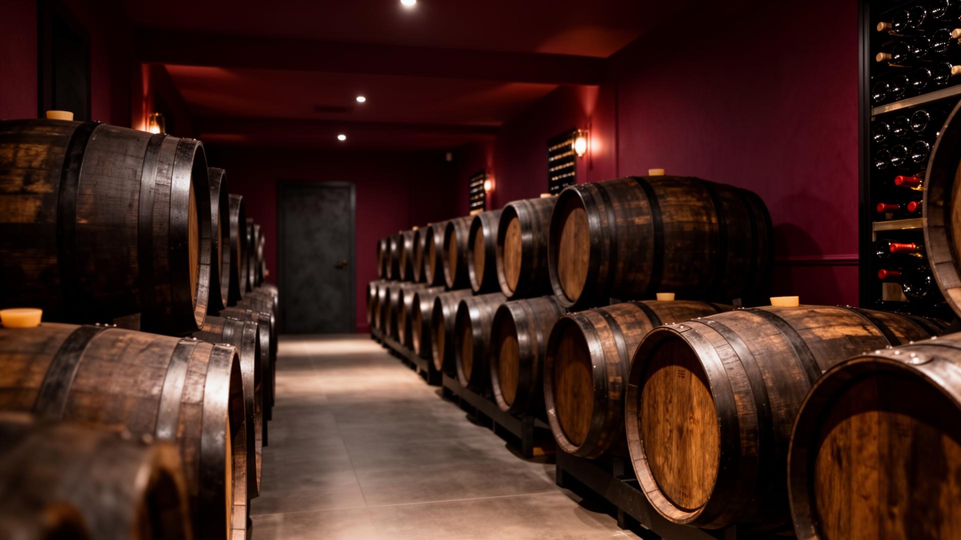 Premium wine cellar with oak barrels